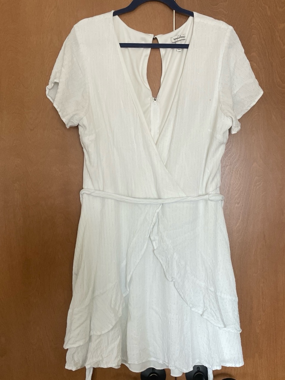Speechless White Short Sleeve Wrap Mini Dress